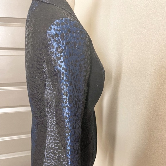 Elie Tahari Leopard Print One Button Blazer, Black & Blue - Picture 12 of 16